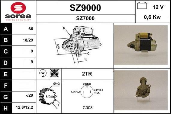 SNRA SZ9000 - Starter autospares.lv