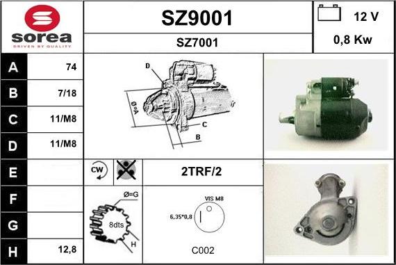 SNRA SZ9001 - Starter autospares.lv