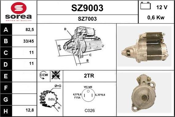 SNRA SZ9003 - Starter autospares.lv