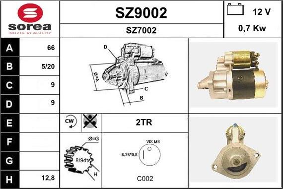 SNRA SZ9002 - Starter autospares.lv