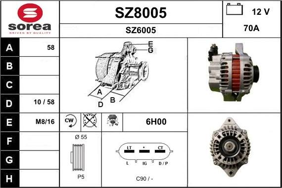 SNRA SZ8005 - Alternator autospares.lv