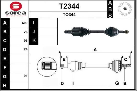 SNRA T2344 - Drive Shaft autospares.lv