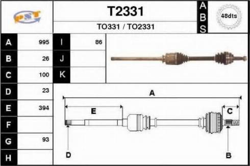 SNRA T2331 - Drive Shaft autospares.lv