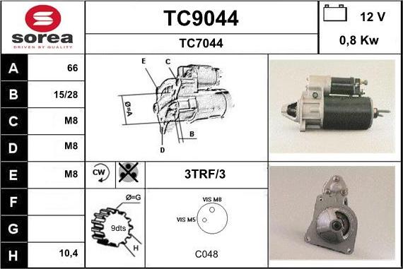 SNRA TC9044 - Starter autospares.lv