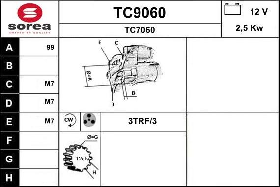 SNRA TC9060 - Starter autospares.lv