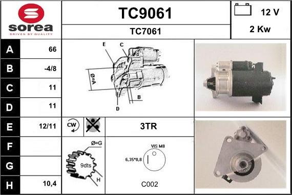 SNRA TC9061 - Starter autospares.lv