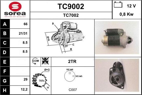 SNRA TC9002 - Starter autospares.lv