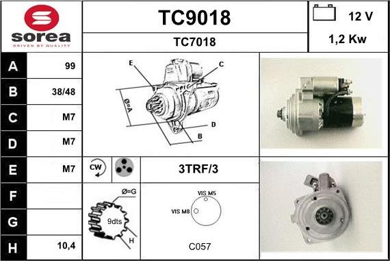 SNRA TC9018 - Starter autospares.lv