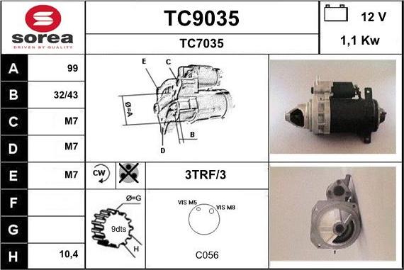 SNRA TC9035 - Starter autospares.lv