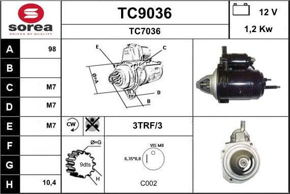 SNRA TC9036 - Starter autospares.lv