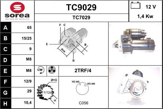 SNRA TC9029 - Starter autospares.lv