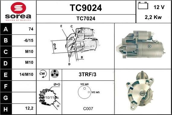 SNRA TC9024 - Starter autospares.lv