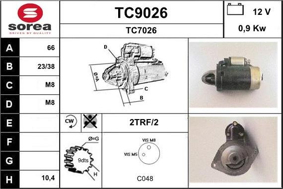 SNRA TC9026 - Starter autospares.lv