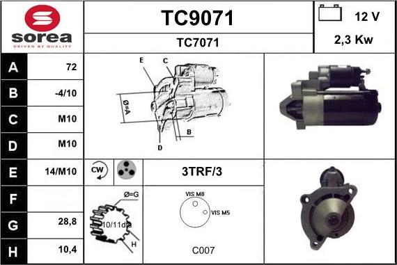SNRA TC9071 - Starter autospares.lv