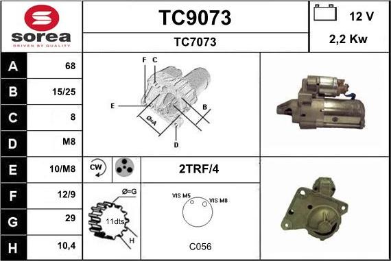 SNRA TC9073 - Starter autospares.lv