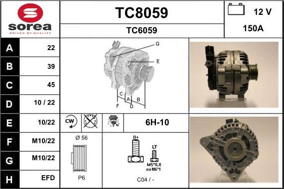 SNRA TC8059 - Alternator autospares.lv