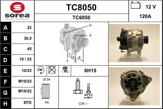 SNRA TC8050 - Alternator autospares.lv