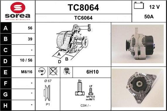 SNRA TC8064 - Alternator autospares.lv
