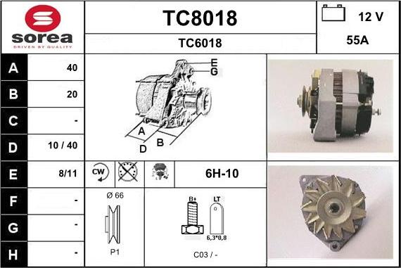 SNRA TC8018 - Alternator autospares.lv