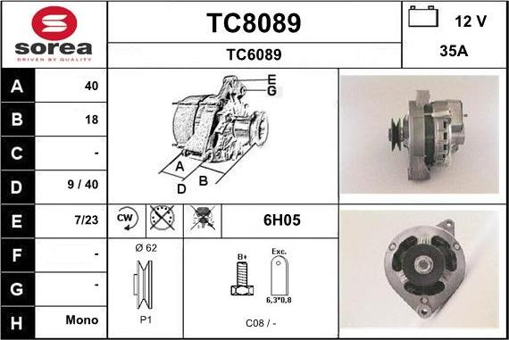 SNRA TC8089 - Alternator autospares.lv