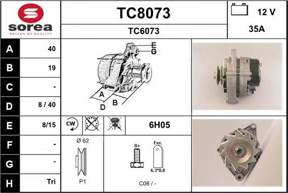 SNRA TC8073 - Alternator autospares.lv