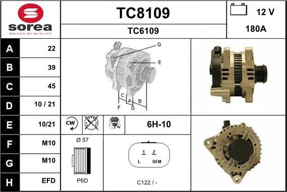 SNRA TC8109 - Alternator autospares.lv