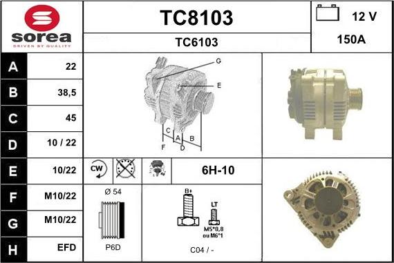 SNRA TC8103 - Alternator autospares.lv
