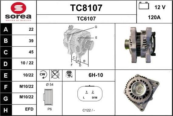 SNRA TC8107 - Alternator autospares.lv