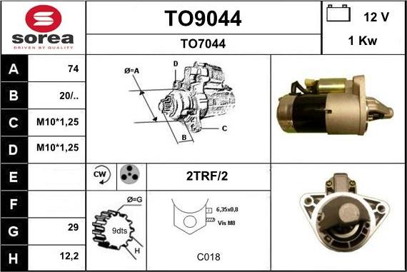 SNRA TO9044 - Starter autospares.lv