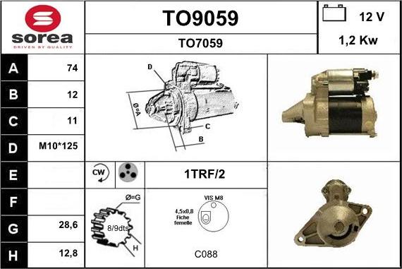 SNRA TO9059 - Starter autospares.lv