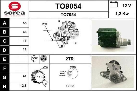 SNRA TO9054 - Starter autospares.lv