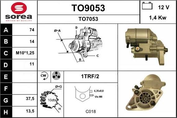 SNRA TO9053 - Starter autospares.lv