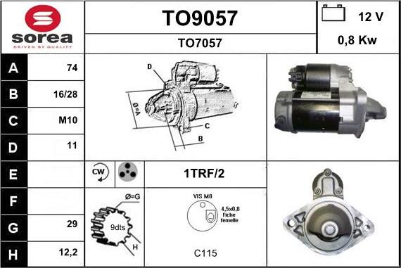 SNRA TO9057 - Starter autospares.lv