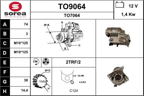 SNRA TO9064 - Starter autospares.lv