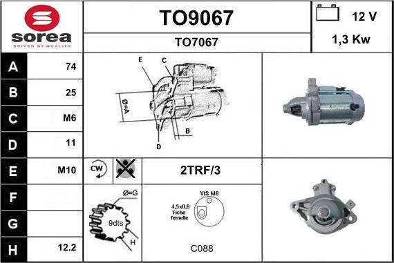 SNRA TO9067 - Starter autospares.lv