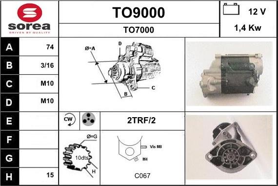 SNRA TO9000 - Starter autospares.lv