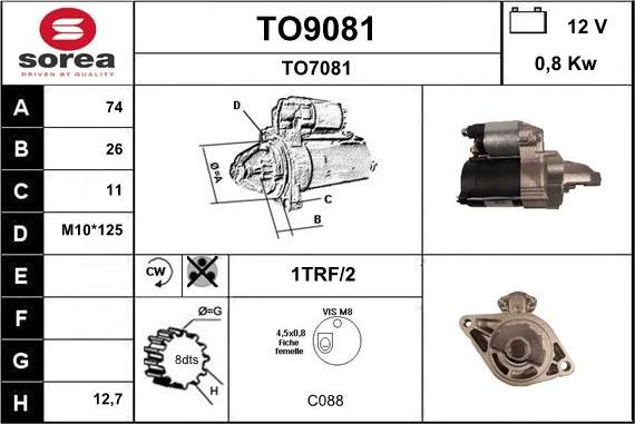 SNRA TO9081 - Starter autospares.lv