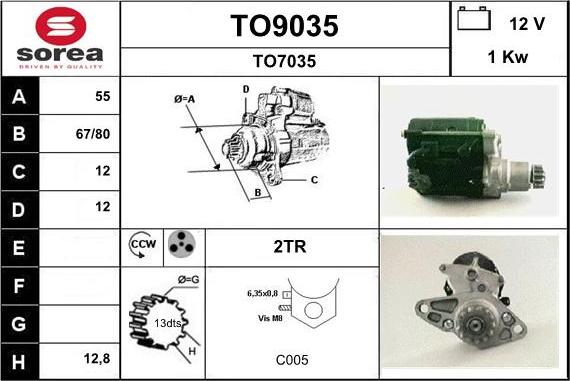 SNRA TO9035 - Starter autospares.lv