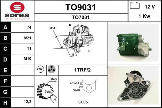 SNRA TO9031 - Starter autospares.lv