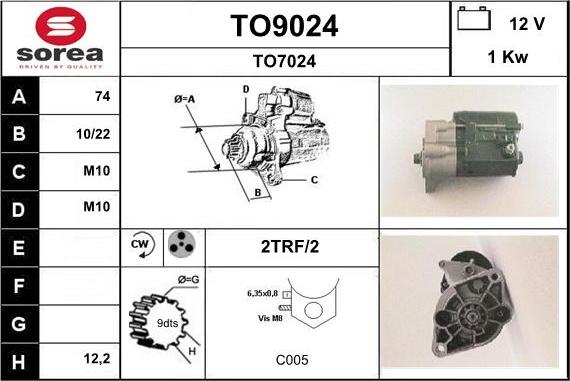 SNRA TO9024 - Starter autospares.lv