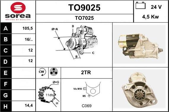 SNRA TO9025 - Starter autospares.lv