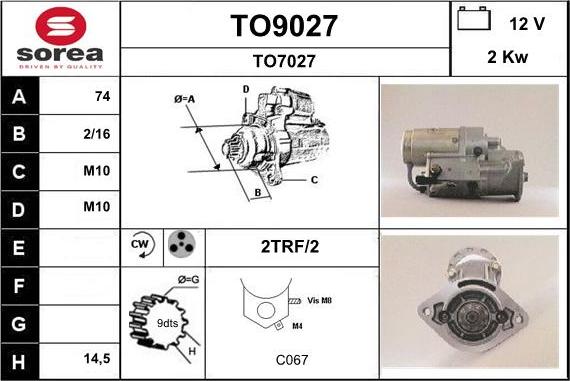 SNRA TO9027 - Starter autospares.lv