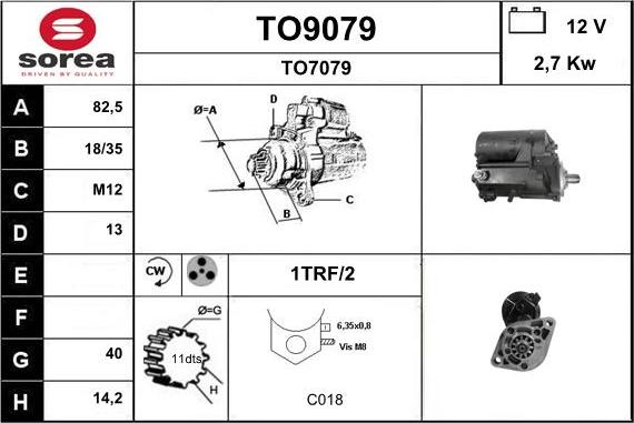 SNRA TO9079 - Starter autospares.lv