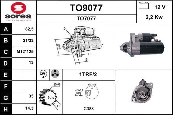 SNRA TO9077 - Starter autospares.lv