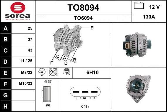 SNRA TO8094 - Alternator autospares.lv