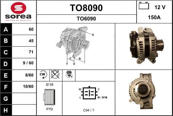 SNRA TO8090 - Alternator autospares.lv