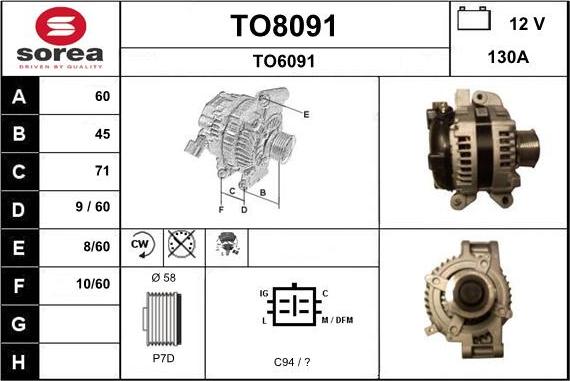 SNRA TO8091 - Alternator autospares.lv