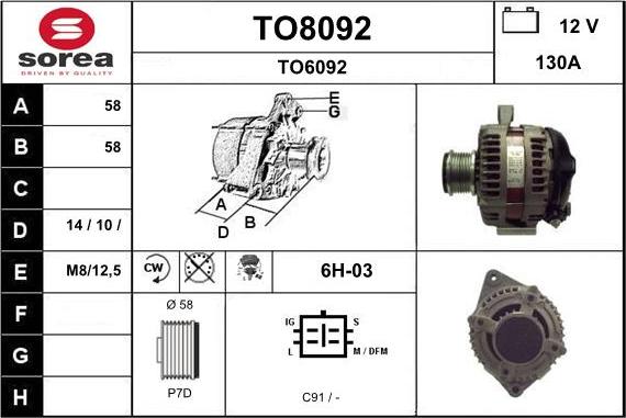 SNRA TO8092 - Alternator autospares.lv