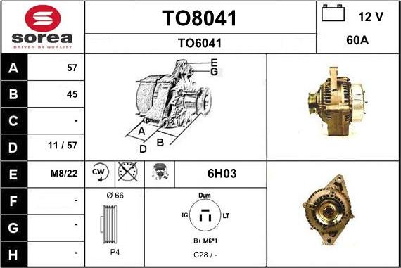 SNRA TO8041 - Alternator autospares.lv