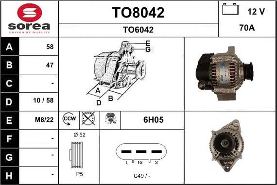 SNRA TO8042 - Alternator autospares.lv